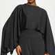 Maxikleid Cape-Ärmel Schwarz lang – Damen
