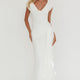 Mesh-Maxikleid Wasserfallausschnitt Weiß Damen