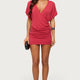 Minikleid mit V-Ausschnitt Rot Damen