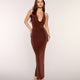Spitzen-Maxikleid Neckholder Rot Damen