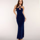 Strick-Maxikleid Neckholder Cut-out rückenfrei Marineblau Damen