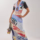 Streifen-Maxikleid mit Rüschen Damen