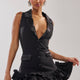 Spitzen-Minikleid mit Rüschen Schwarz Damen