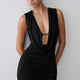 Minikleid Wasserfallausschnitt Schwarz Damen