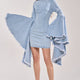 Denim-Minikleid langarm Blau Damen