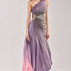 Satin-Maxikleid asymmetrisch Lila Damen