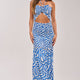 Maxikleid schulterfrei Blau Damen