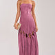 Satin-Maxikleid schulterfrei Lila Damen