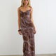 Maxikleid Wasserfallausschnitt Braun Damen