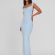 Maxikleid Wasserfallausschnitt Cut-out Blau Damen