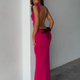 Maxikleid Wasserfallausschnitt Cut-out Rot Damen