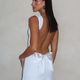 Minikleid Wasserfallausschnitt Cut-out Weiß Damen