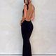 Maxikleid glänzend Schwarz Damen