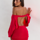 Minikleid langarm Rot Damen