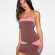 Minikleid Bandeau rückenfrei gerafft Bodycon elegant Gelb Damen
