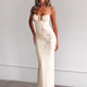 Blumen-Maxikleid rückenfrei Weiß Damen
