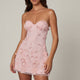 Blumen-Minikleid schulterfrei Rosa Damen
