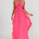 Chiffon-Maxikleid Neckholder Rosa Damen