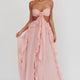 Chiffon-Maxikleid schulterfrei Rosa Damen
