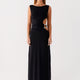 Maxikleid Cut-out gerafft Schwarz Damen
