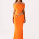 Maxikleid gerafft Orange Damen