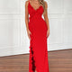 Maxikleid mit Rüschen Rot Damen