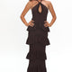 Maxikleid Neckholder mit Rüschen ärmellos Bodycon Braun Damen