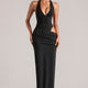 Maxikleid Neckholder Schwarz Damen