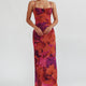 Mesh-Maxikleid rückenfrei ärmellos Rot Damen