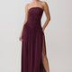 Mesh-Maxikleid schulterfrei mit Strass Bordeaux Damen
