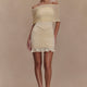 Mesh-Minikleid schulterfrei Weiß Damen
