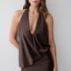 Minikleid Neckholder Braun Damen