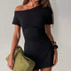 Minikleid schulterfrei in Shirt-Optik Schwarz Damen