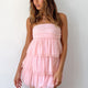 Minikleid schulterfrei mit Rüschen Rosa Damen