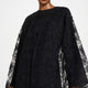 Abaya Kleid Set bestickt Blumen Schwarz – Damen
