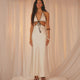 Plissee-Maxikleid Korsett Weiß Damen