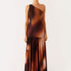 Spitzen-Maxikleid Wasserfallausschnitt Schwarz Damen