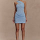 Spitzen-Minikleid schulterfrei Korsett Blau Damen