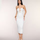 Strick-Maxikleid Neckholder Cut-out Bodycon Weiß Damen